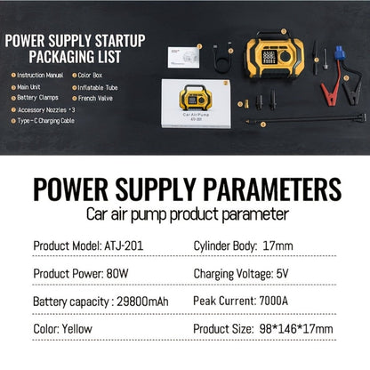 7000A Jump Starter with Air Compressor & Tire Inflator, 8-in-1 Portable Car Battery Booster for 9L Gas 8.5L Diesel, 150PSI Auto-Stop