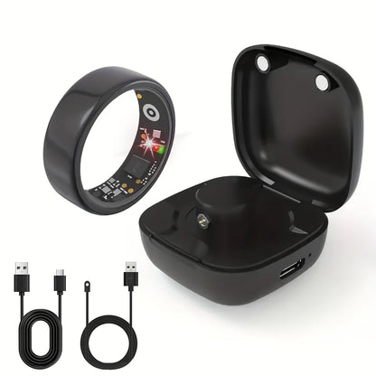 Screenless Smart Ring with Charging Case Options, Black, Gold or Silver Finish and Sizes 7–13