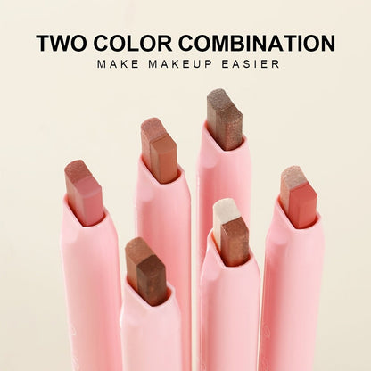Dual-Color Eyeshadow Stick Set 6pcs Waterproof Two-Tone Eye Shadow Pencil, Smudge-Proof, Non-Fading