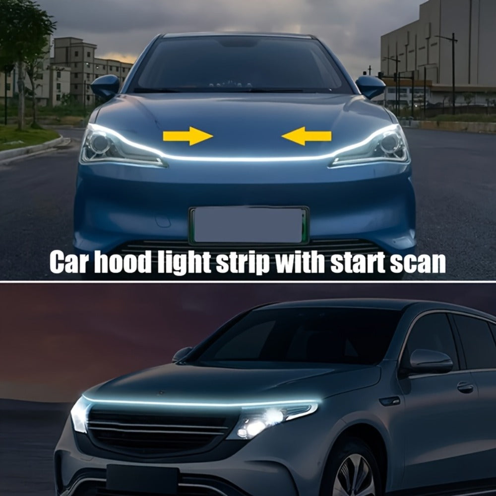 LED Engine Through-Light Bar 70 Inch High-Brightness White Light 2000-3000LM – Auto Welcome Mode Steering Effect 12V Wiring for Car SUV