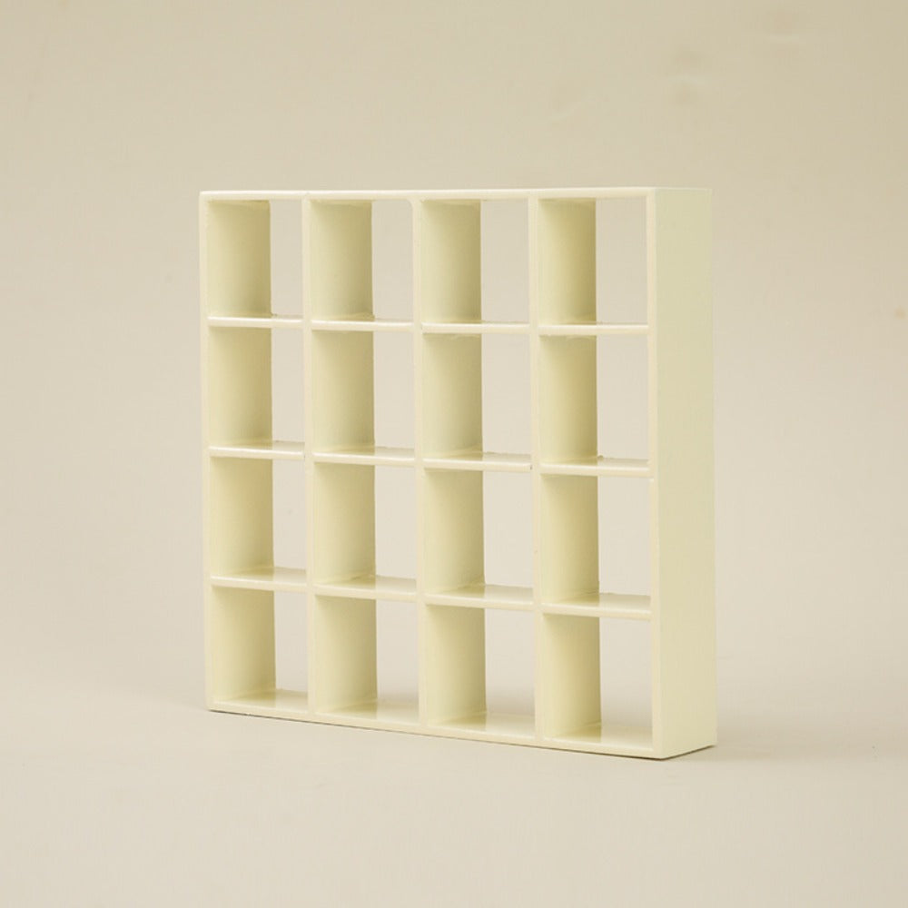 Dollhouse Miniature Display Cabinet 1:12 Scale 16-Compartment Modern Storage Shelf Organizer – Miniature Furniture Accessory for Dollhouse
