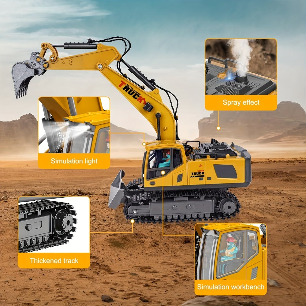 RC Excavator 120-Minute Battery Life Metal Shovel LED Lights with the Listed Color, Size or Set Options for Everyday Use