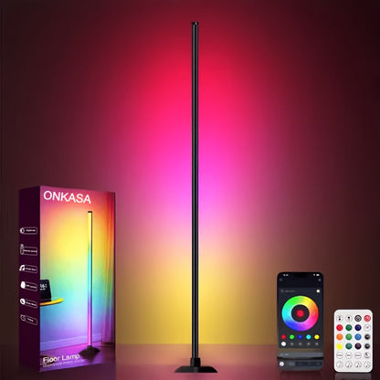 RGBICB Segmented Floor Light Bar with Gradient and Multicolor Modes, Round Base, App and Remote Controls, and One- or Two-Lamp Options