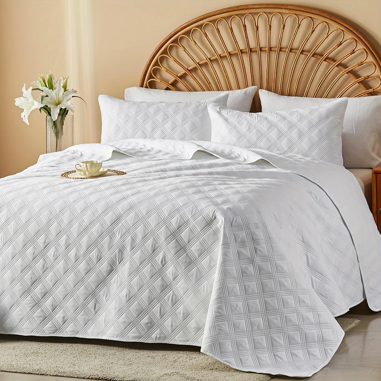 Quilt Set 2-3pcs – Lightweight Microfiber Bedspread Coin Pattern Coverlet All Seasons Twin Full Queen King Cal King