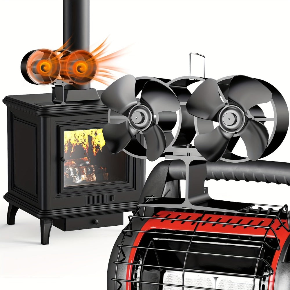 Wood Stove Fan 8-Blade Dual Motor Fireplace Fan Heat Powered for Wood Log Burner Stove for Entryways, Bedrooms and Living Spaces