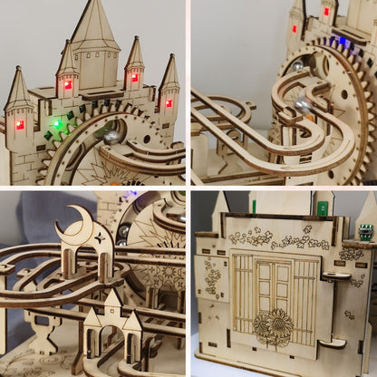 Electric Marble Run Set 3D Handmade Logic Building Construction Puzzle, Educational STEM Toy for Kids Teens Adults