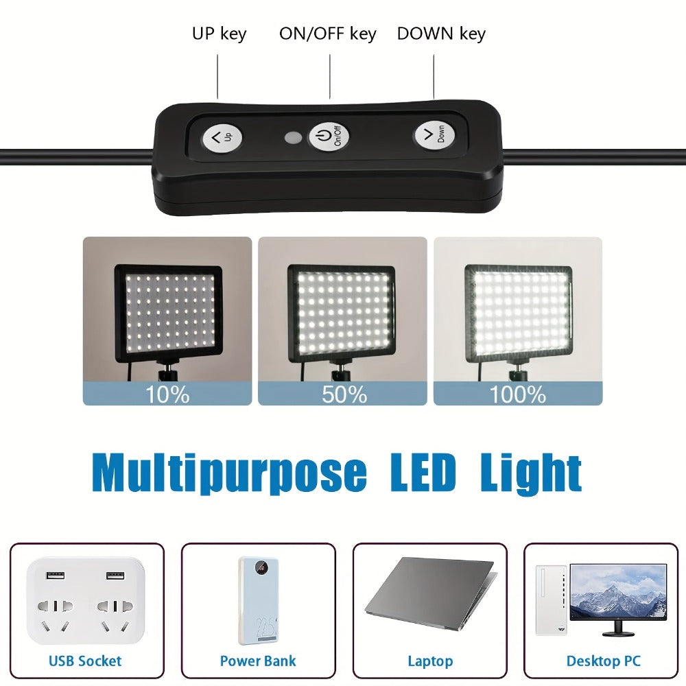 LED Video Fill Light Panel Kit with Tripod Stand & RGB Filters, Dimmable 5600K Studio Light for Vlogging