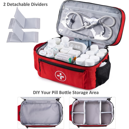 Medicine Storage Bag Organizer – Household First Aid Kit Bag, Portable Medicine Cabinet Basket with Compartments for Home