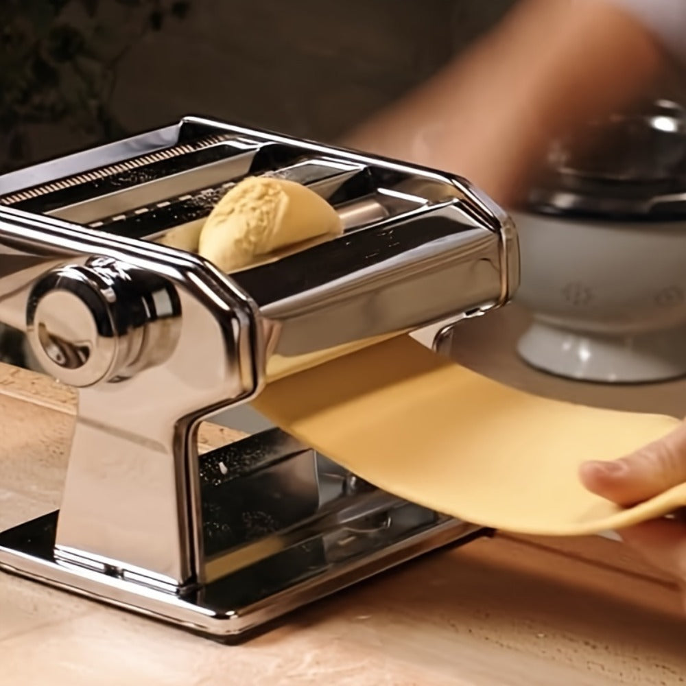 Manual Pasta Maker Machine Stainless Steel, Hand Crank Pasta Roller for Spaghetti Fettuccine Lasagne Noodles