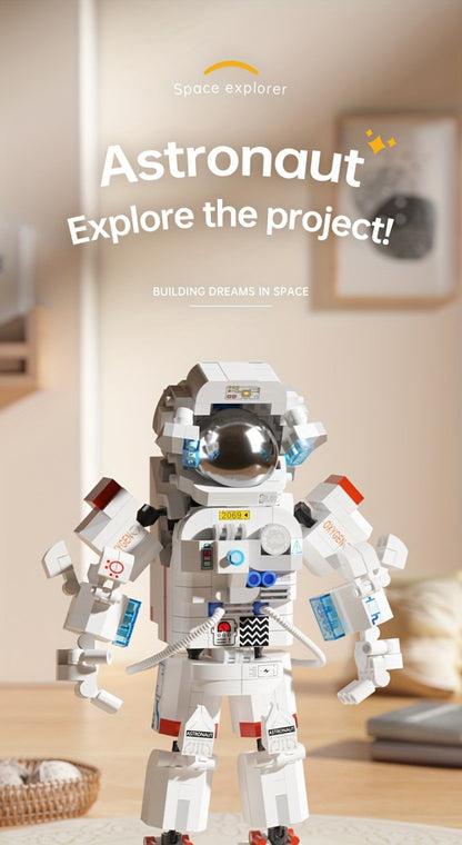Building Block Set Astronaut Model, 623 Micro Pieces with White Space Suit Figure and 23cm Display Height