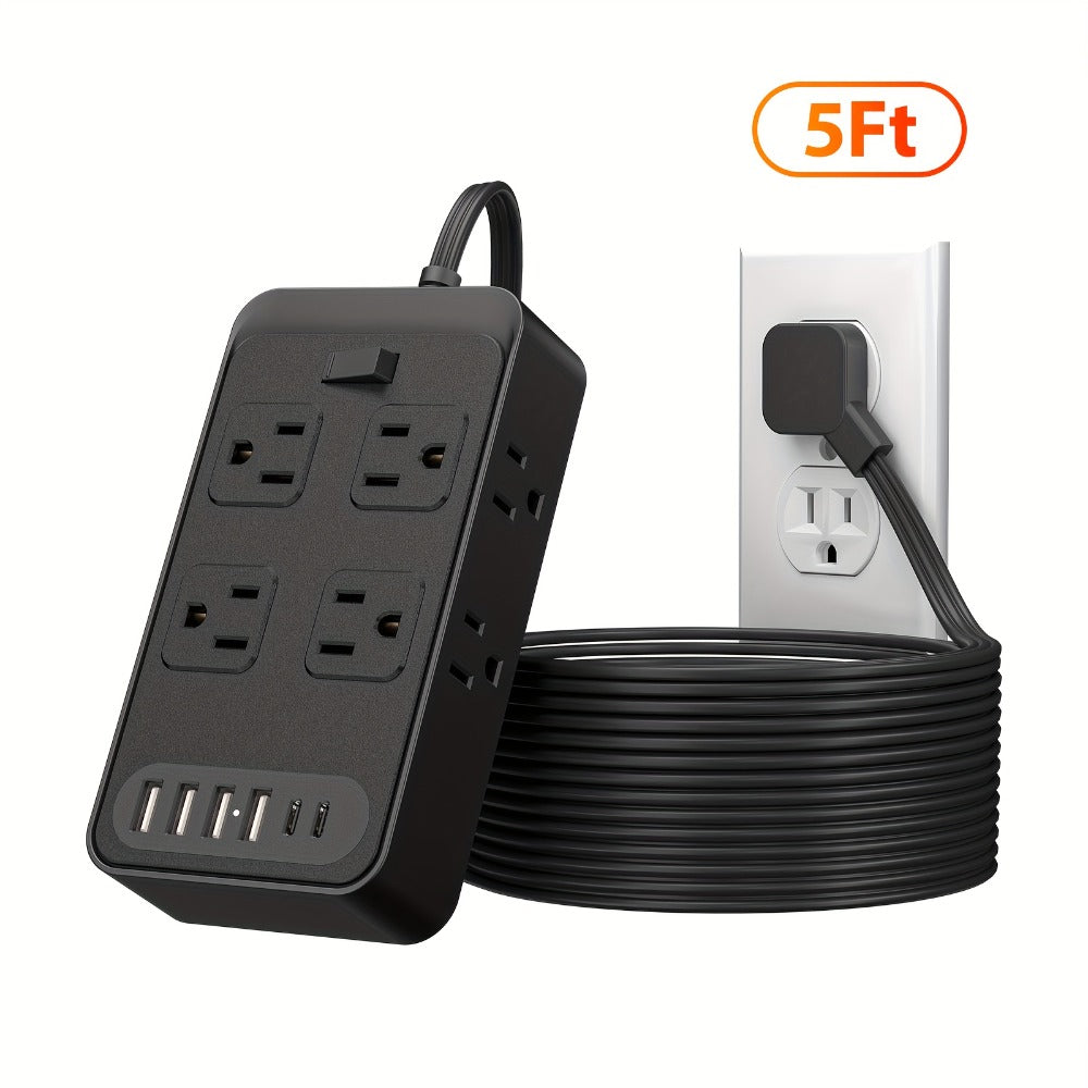 One-Touch Switch Desk Charging Station 14-in-1, 8 Widely Distributed AC Outlets & 6 USB Ports (4 USB-A + 2 USB-C)