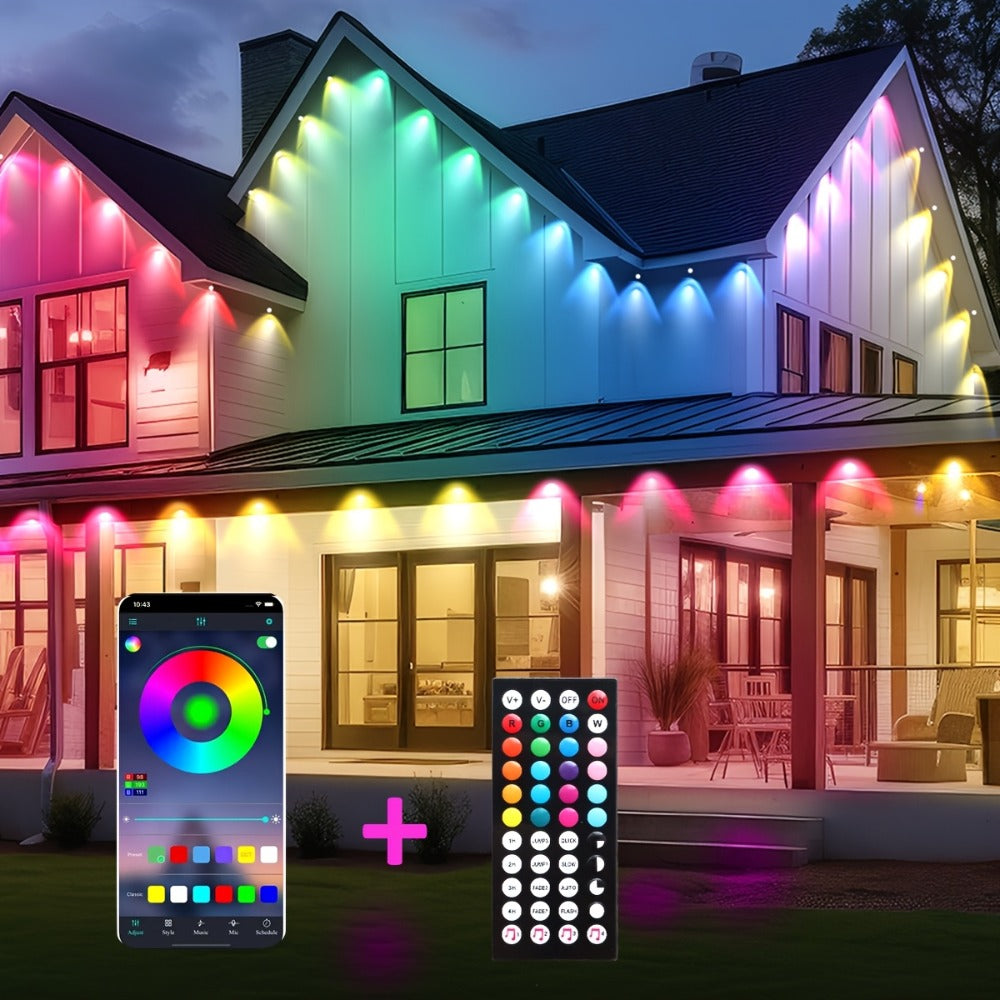 Permanent Outdoor Lights for Eaves RGB Color Changing, Music Sync, Dimmable, Timer, Multicolor & White