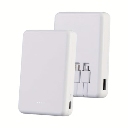Power Bank Slim 5000mAh or 10000mAh with Built-In USB-C Cable, Four-Device Layout and LED Display