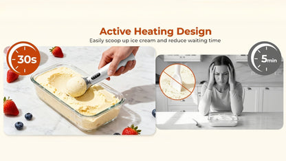 Electric Heated Ice Cream Scoop USB-C Rechargeable with 3 Temperature Settings 120°F 140°F 160°F IPX7 Handle Gift for Ice Cream Lovers