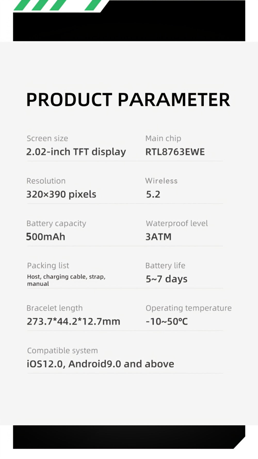 Smart Watch 2.02-Inch Rugged TFT Display with 500mAh Battery, LED Flashlight and Wireless Calling