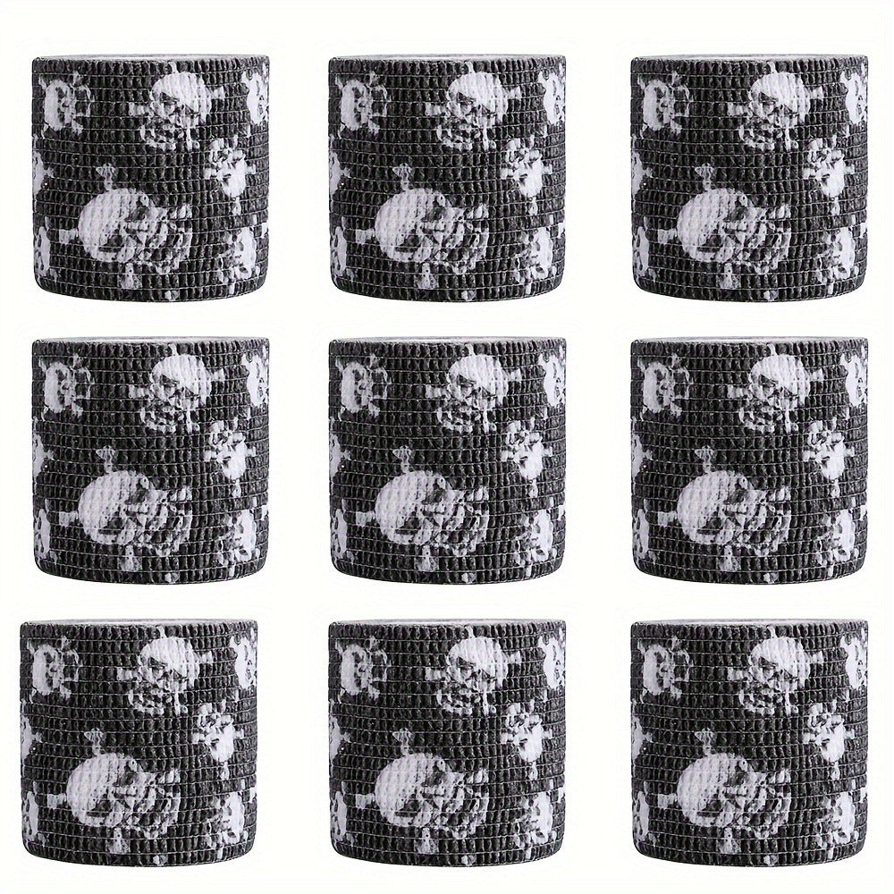 Tattoo Kit 9pcs Skull & Camouflage Temporary Tattoo Stencil Set, Body Art Accessories for Adults & Kids
