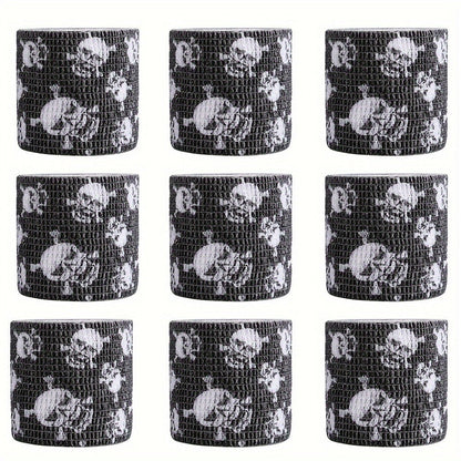 Tattoo Kit 9pcs Skull & Camouflage Temporary Tattoo Stencil Set, Body Art Accessories for Adults & Kids