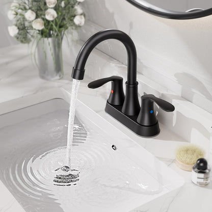 Centerset Bathroom Faucet 2 Handle 4 Inch – Dual Handle Vanity Sink Faucet with Pop-Up Drain & Supply Lines