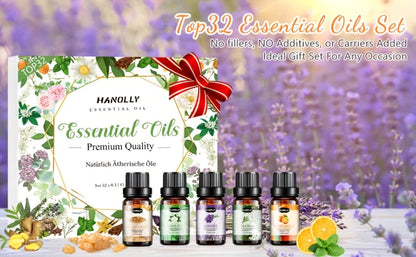 Essential Oil Gift Set with 12, 26, 32 or 48 Five-Milliliter Bottles and Assorted Scent Labels