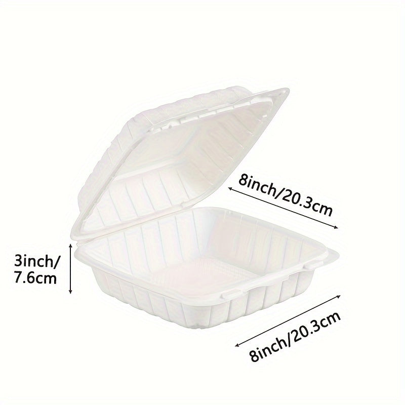 Disposable Food Containers Take Out Boxes with Lids - 7" 8" 9" Plastic Clamshell Meal Prep Containers 1 & 3 Compartment Reusable White