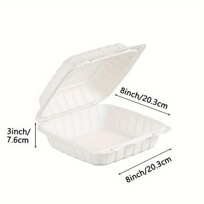 Disposable Food Containers Take Out Boxes with Lids - 7" 8" 9" Plastic Clamshell Meal Prep Containers 1 & 3 Compartment Reusable White