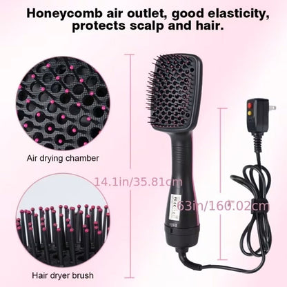3-in-1 Hot Air Brush Hair Dryer Straightener Comb, Ionic Blow Dryer Brush with Negative Ion Frizz Control