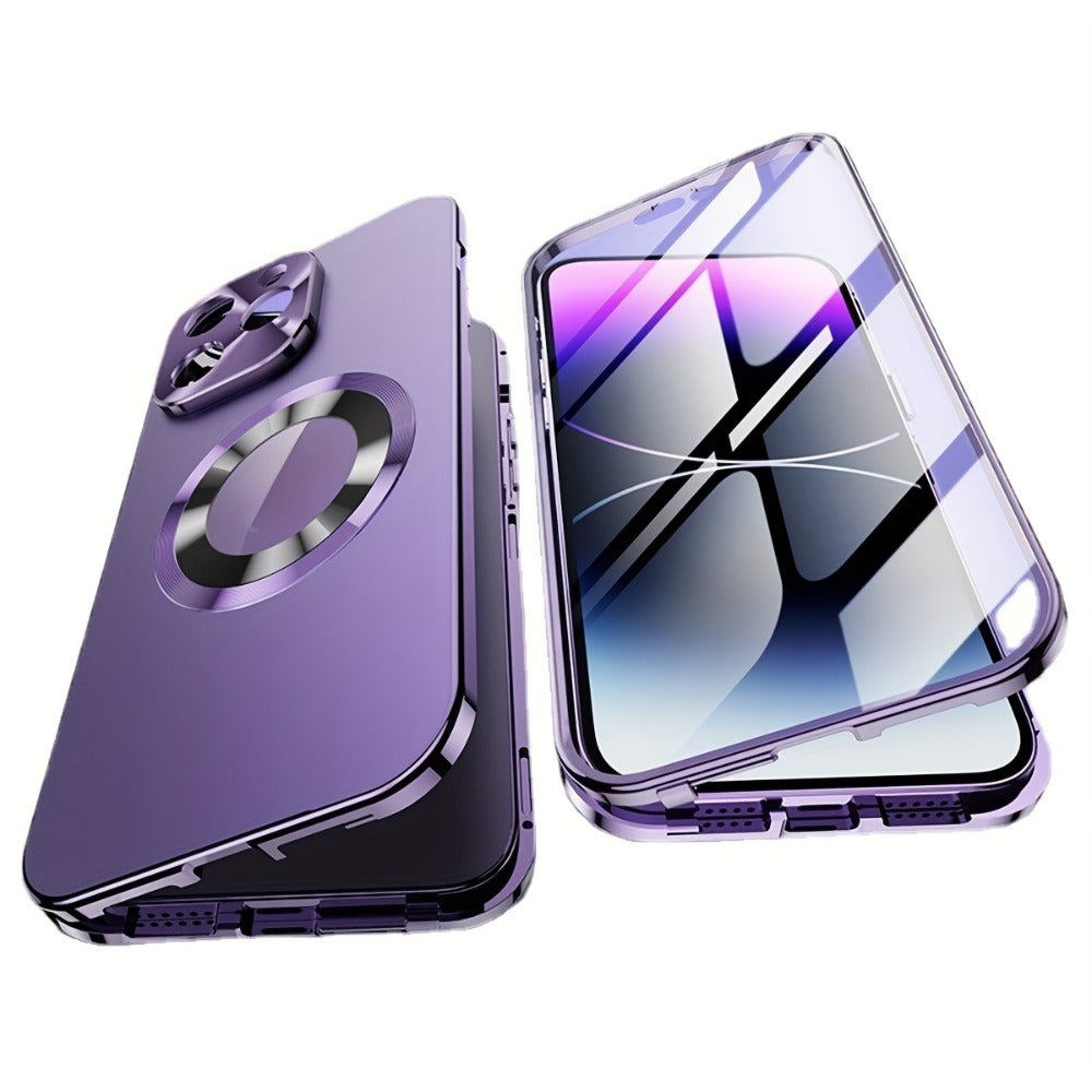 iPhone Anti-Spy Magnetic 2-in-1 Phone Case with All-Round Lens Protection – Complete Drop Protection Cover for iPhone 12 13 14 15 16 Pro Max