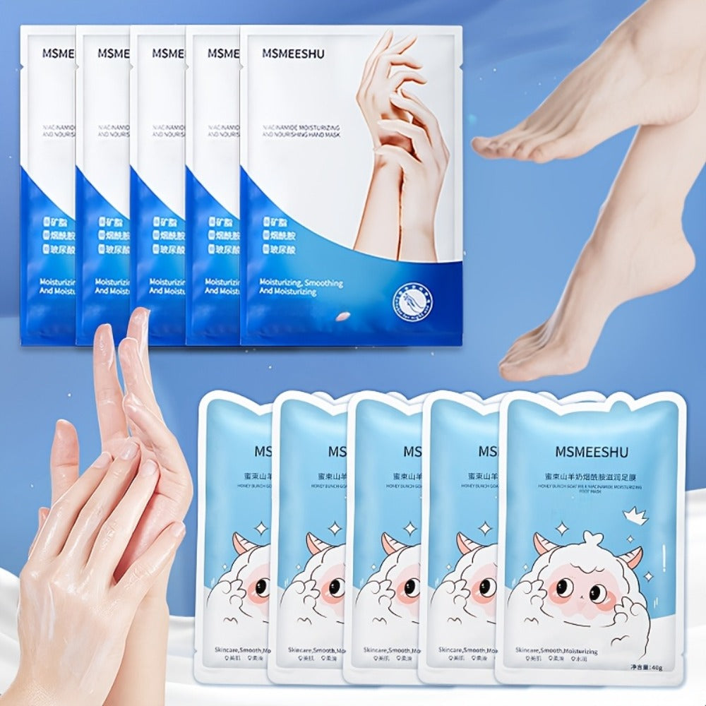 Moisturizing Foot Mask Socks with Goat Milk, Niacinamide & Ceramides – Exfoliating Cracked Heel Treatment
