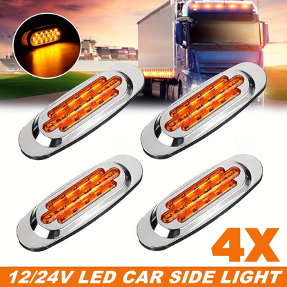 LED Side Marker Lights 4-Pack for Truck Trailer 16 LEDs Dual Mode Steady-On & Flash – 12-24V Universal Fit Front Rear Side Marker Lamp