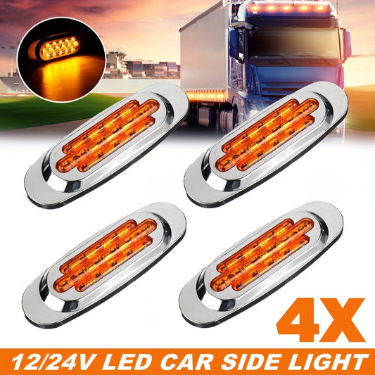 LED Side Marker Lights 4-Pack for Truck Trailer 16 LEDs Dual Mode Steady-On & Flash – 12-24V Universal Fit Front Rear Side Marker Lamp