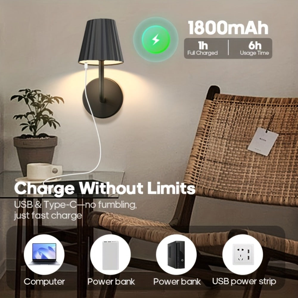 LED Wall Sconce Touch Dimmable Remote Control USB Powered Battery Backup 3 Color Temperatures for Entryways, Bedrooms and Living Spaces
