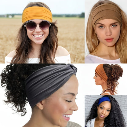 Stretchy Headbands 20 Pack for Women & Men – Soft Sweat-Wicking Non-Slip Elastic Turban Knot Hair Wraps Breathable Solid Colors for Yoga