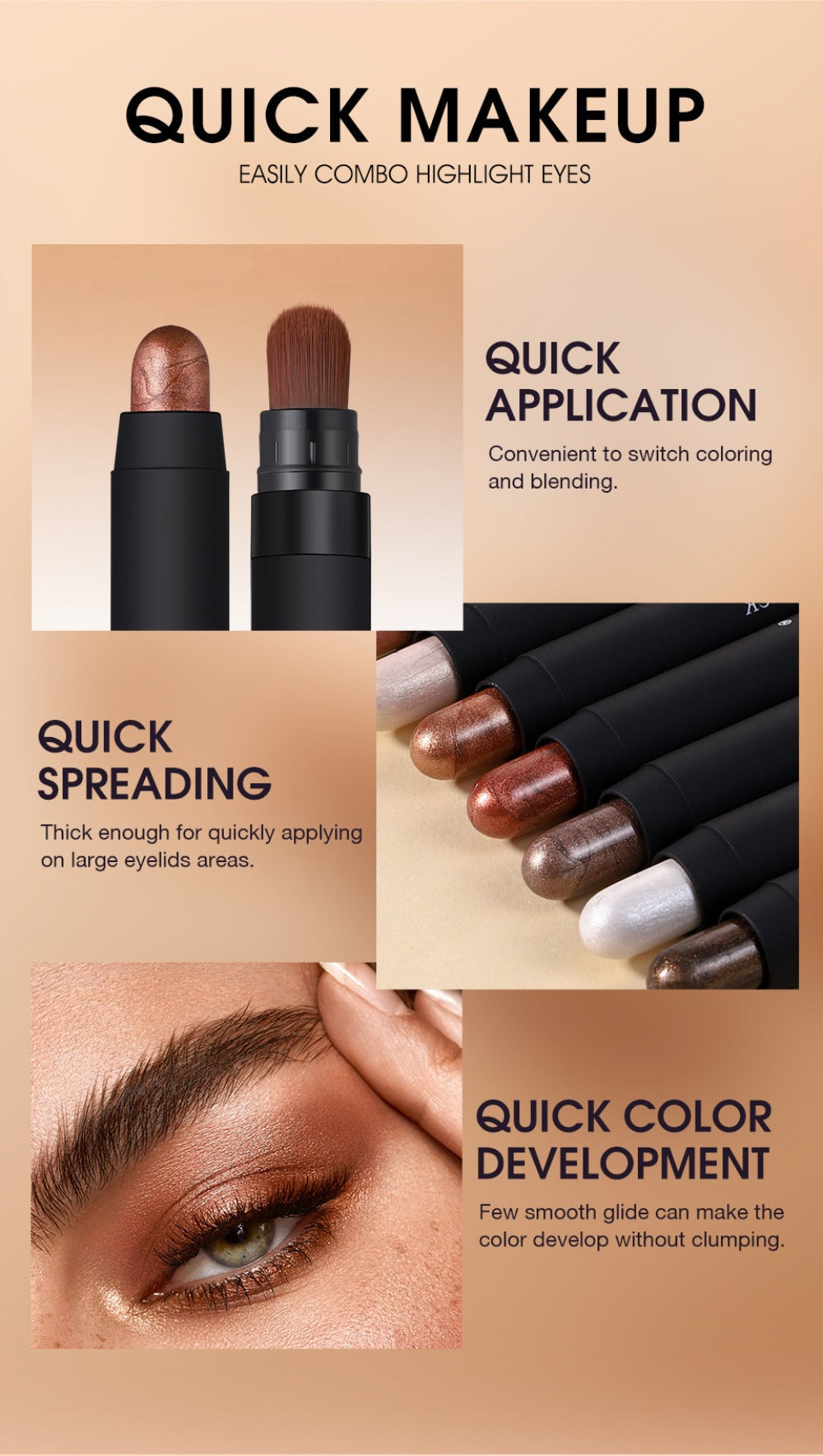 Waterproof Eyeshadow Stick Set 8 Piece, Shimmer, Pearlescent & Matte Eye Shadow Pencils, Creamy Blendable Formula
