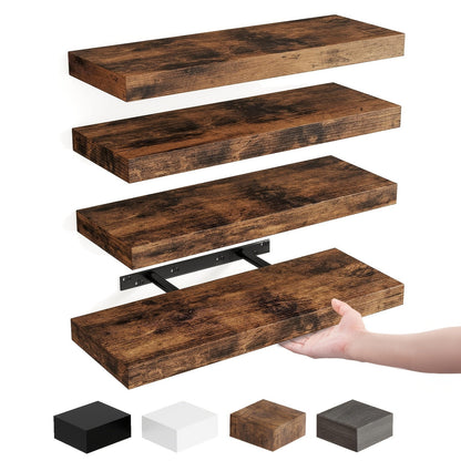 15.8-Inch Floating Wall Shelf Set with Concealed-Style Brackets, Five Finishes and 4- or 8-Piece Options