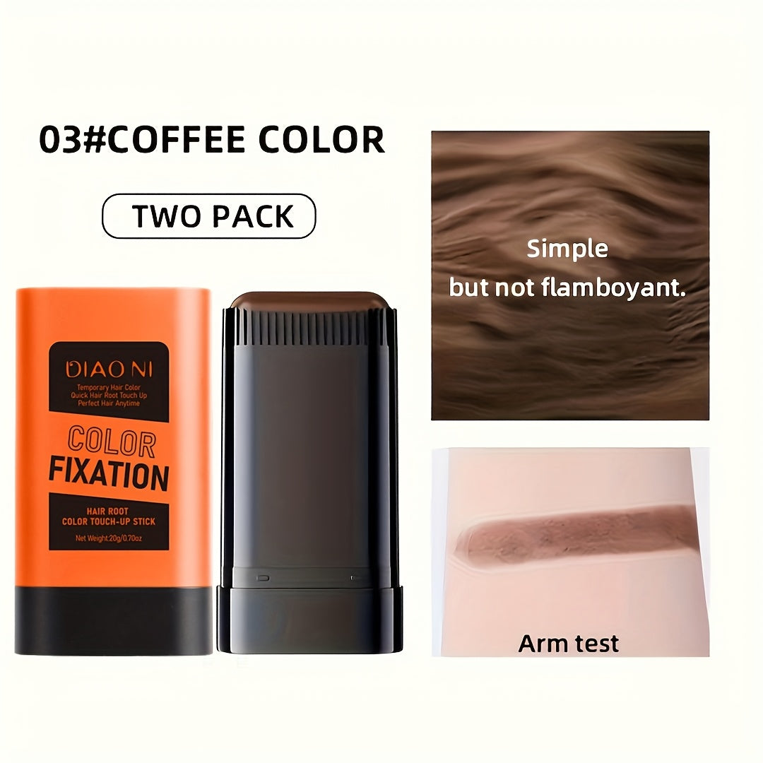 Portable Gray Root Cover Stick 2pcs, Disposable Hair Root Touch-Up with Plant-Based Squalane, Instant Gray Coverage