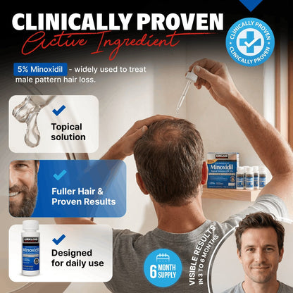 Minoxidil 5% Extra Strength Topical Solution for Men Hair Regrowth - Kirkland Signature 6-Month Supply