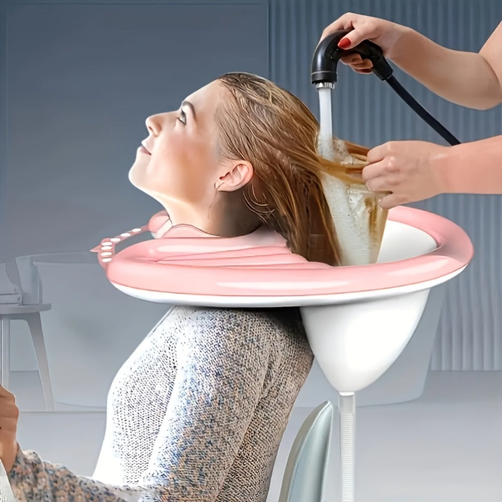 Inflatable Shampoo Basin for Bedridden Elderly - 4pcs Portable Hair Washing Basin with Air Pump & Drainage