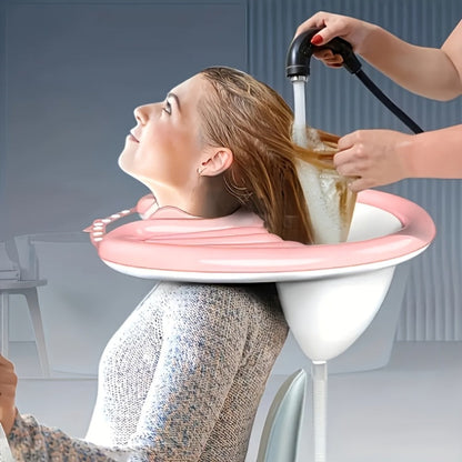 Inflatable Shampoo Basin for Bedridden Elderly - 4pcs Portable Hair Washing Basin with Air Pump & Drainage