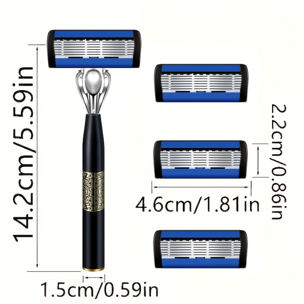 Men's Razor Set with Stainless Steel Replacement Blades – Reusable Handle & High-Capacity Blade Kit for Smooth Close Shave