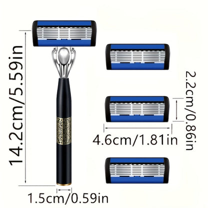 Men's Razor Set with Stainless Steel Replacement Blades – Reusable Handle & High-Capacity Blade Kit for Smooth Close Shave