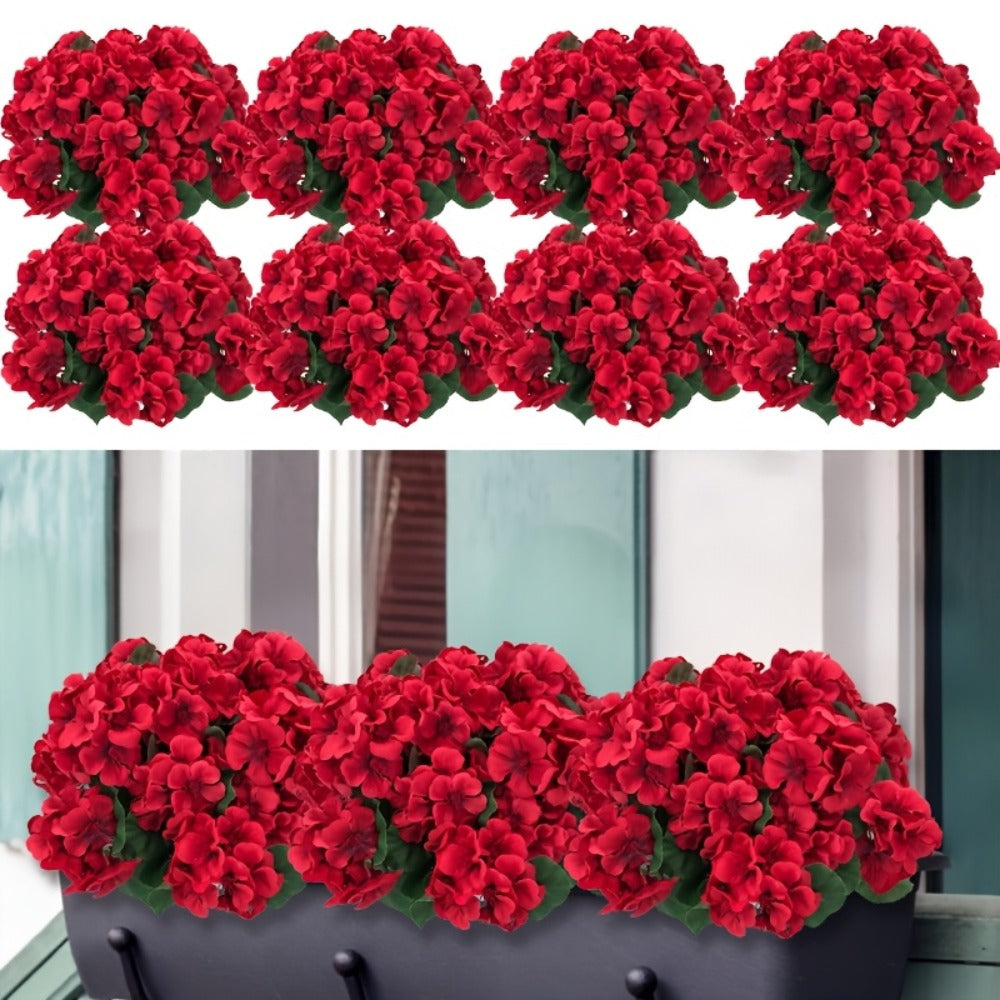 Artificial Flowers 13.77-Inch Geranium, Rose, Marigold or Hydrangea Styles in 8 and 16-Piece Options