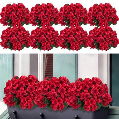 Artificial Flowers 13.77-Inch Geranium, Rose, Marigold or Hydrangea Styles in 8 and 16-Piece Options