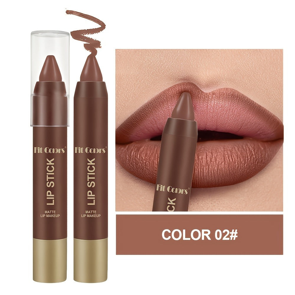 Lipstick Set, Fit Colors 6-Piece Matte Crayon Collection with Brown, Nude, Pink and Purple Colors