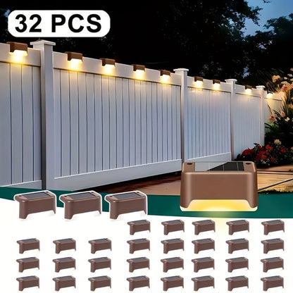 Solar LED Deck and Step Light Set in 8-, 16- or 32-Piece Packs with Black, White or Brown Shells