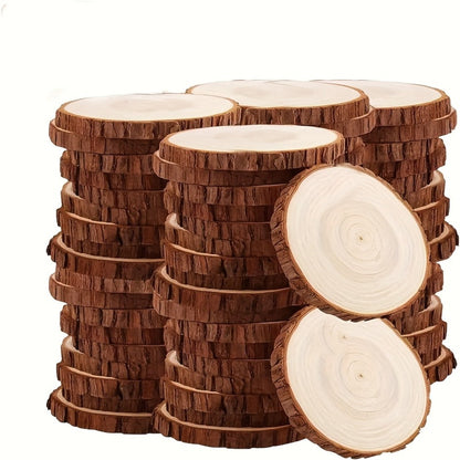 Wood Slices 28 Pcs Natural Log Bark Rounds for Crafts DIY Centerpieces Christmas Ornaments Wreaths Wedding Decor Painting Woodworking