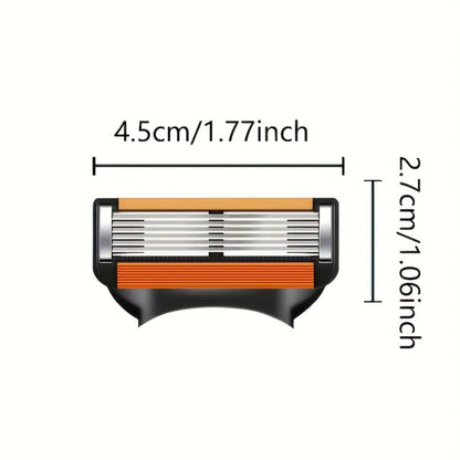 Fusion 5 Compatible Razor Blade Refills 6-Layer Stainless Steel with Free Handle – Men's Replacement Shaving Cartridges for Beard & Face
