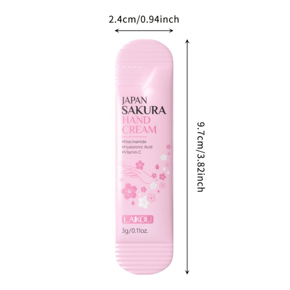 Japanese Sakura Hand Cream Set 20 Pcs LAIKOU Cherry Blossom Moisturizing Lotion with Glycerin & Vitamin C Lightweight Non-Greasy Portable