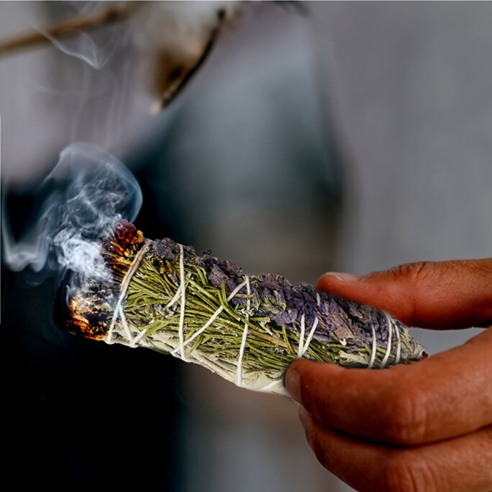 Sage Incense Smudge Bundle Set 3 Pack - White Sage Rosemary Lavender Hand-Bundled Incense for Entryways, Bedrooms and Living Spaces