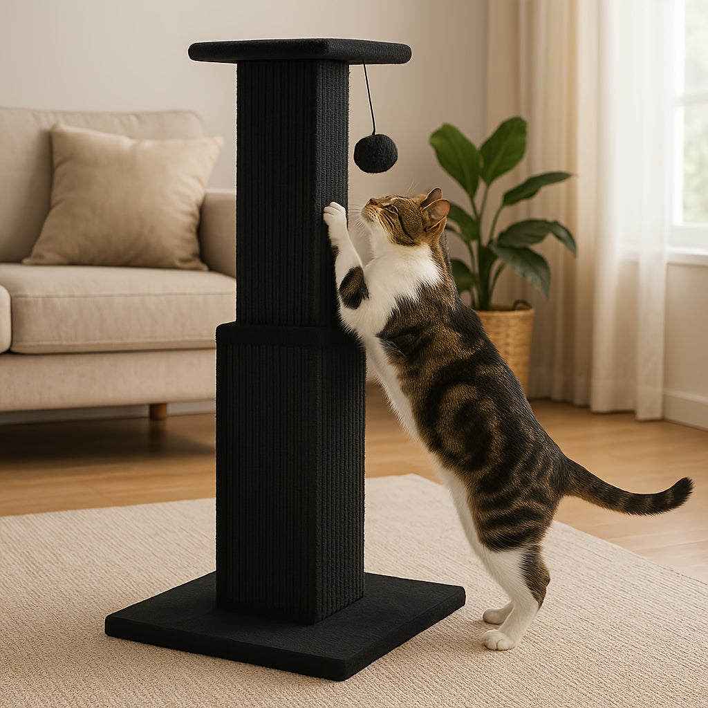 Cat Scratching Post Multi-Tier Sisal Tower for Indoor Cats – 18.9" & 32" Cat Tree with Hanging Ball Toy, Natural Sisal Rope, Sturdy Base