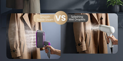 Mini Travel Steamer 2-in-1 Dry Steam Iron Foldable 180 Degree Handle 15-Second Heat 85ml for Entryways, Bedrooms and Living Spaces